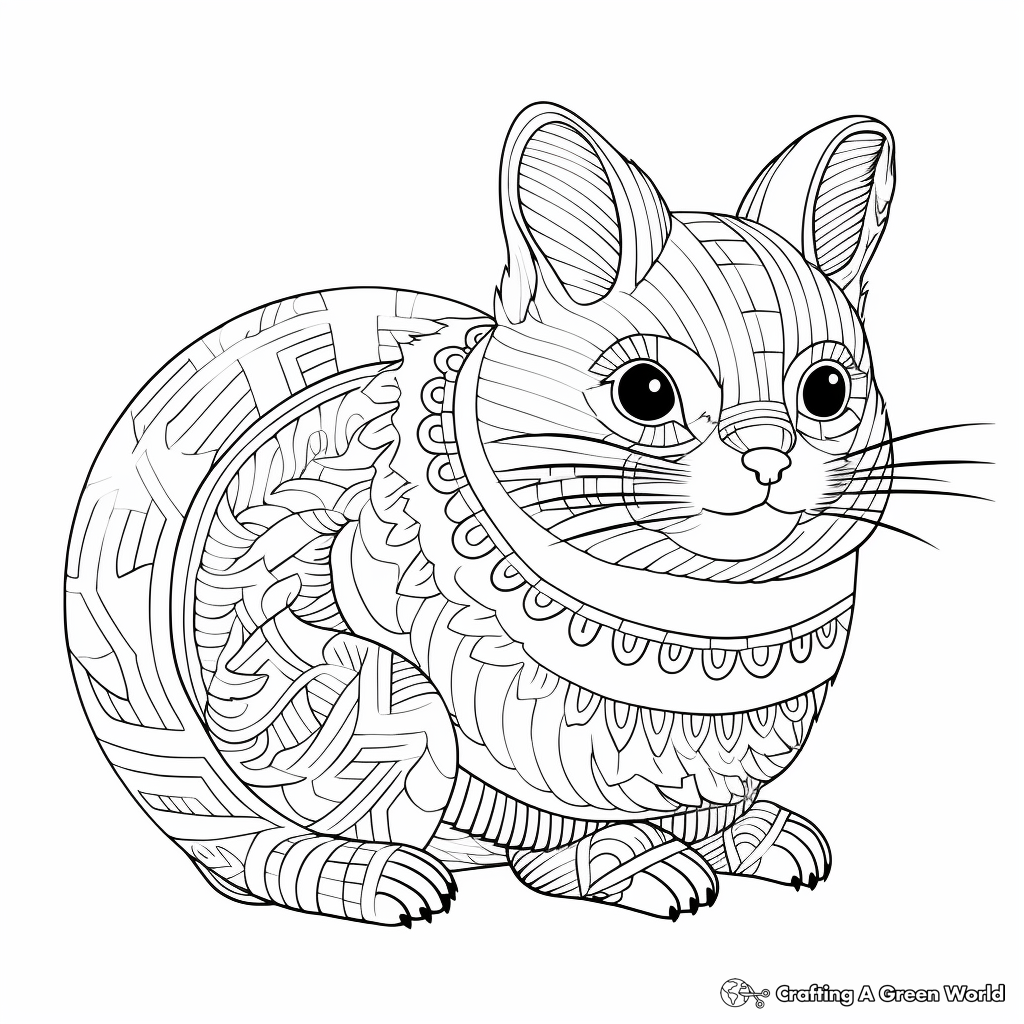 Intricate Chinchilla Artwork Coloring Pages 2