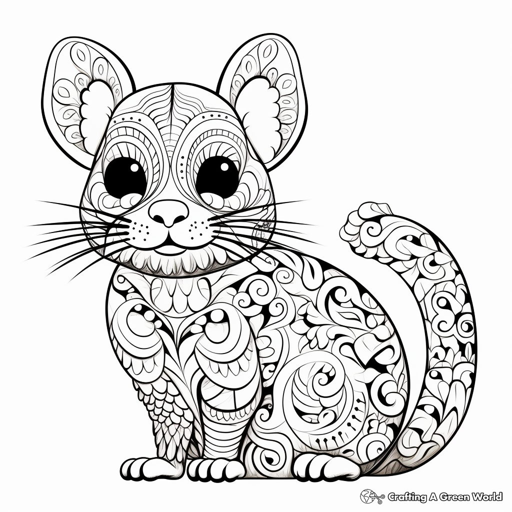 Intricate Chinchilla Artwork Coloring Pages 3