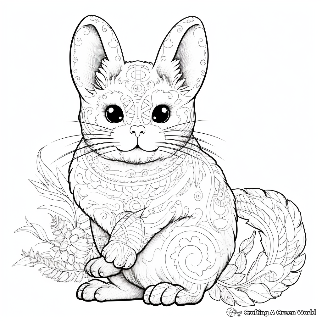 Intricate Chinchilla Artwork Coloring Pages 4