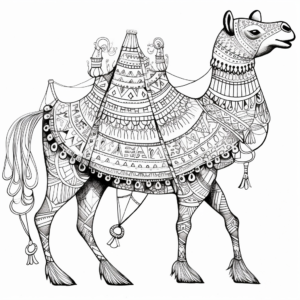 Intricate Circus Camel and Llamas Coloring Pages 1