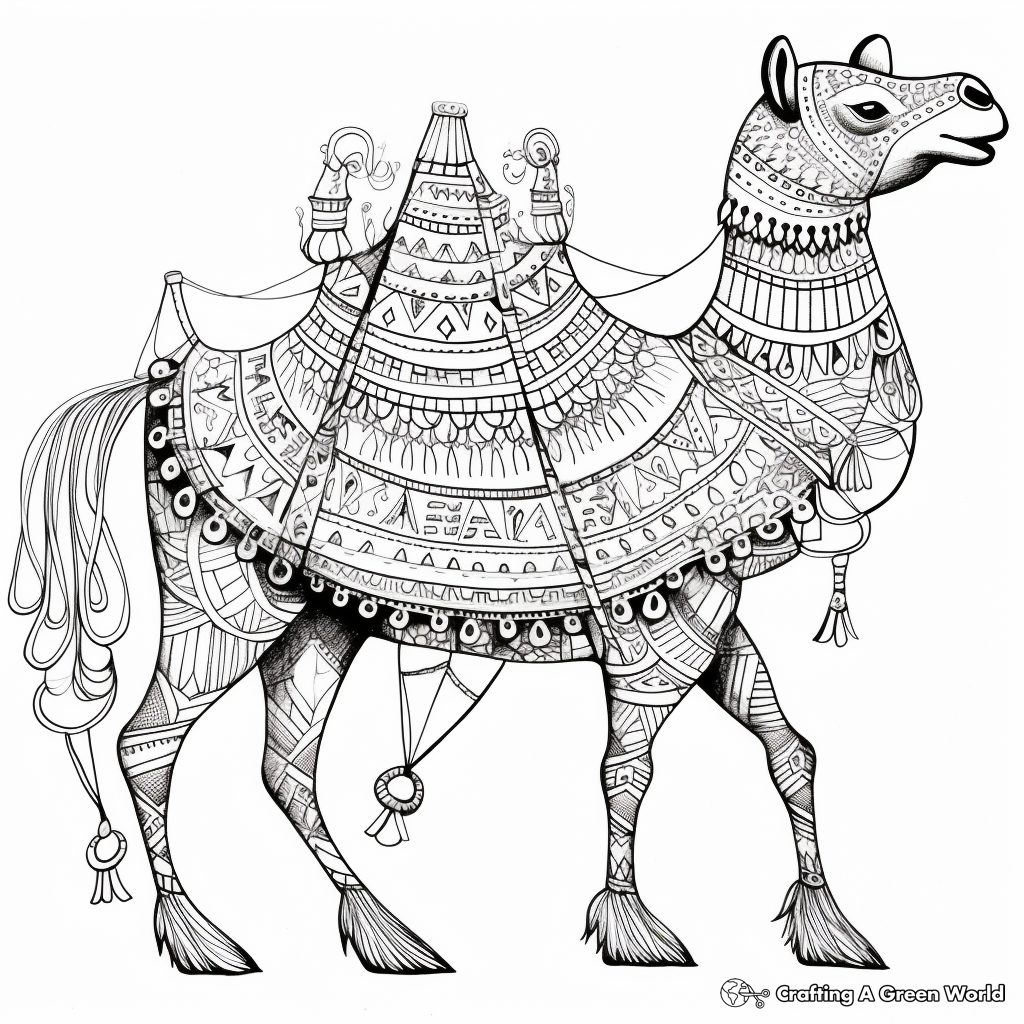 Intricate Circus Camel and Llamas Coloring Pages 1