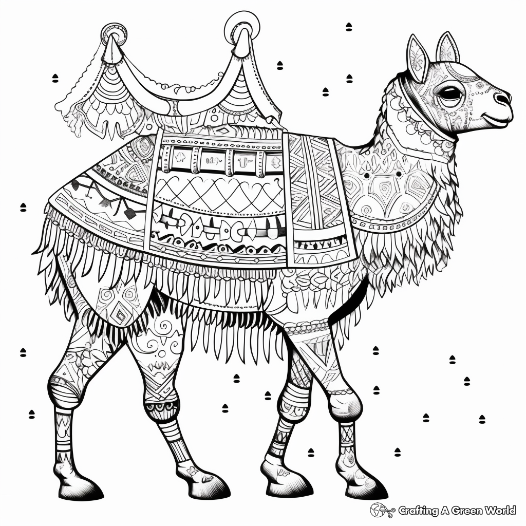 Intricate Circus Camel and Llamas Coloring Pages 3