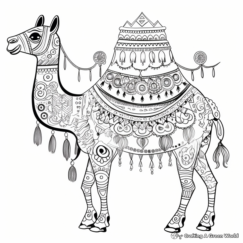 Intricate Circus Camel and Llamas Coloring Pages 4