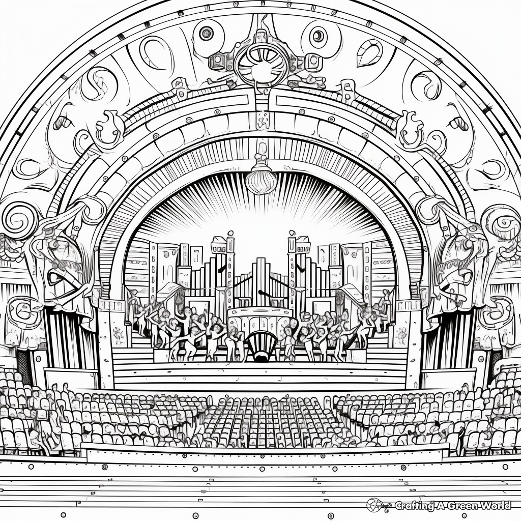 Intricate Concert Stage Coloring Pages for Adults 1