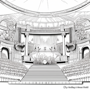 Intricate Concert Stage Coloring Pages for Adults 3