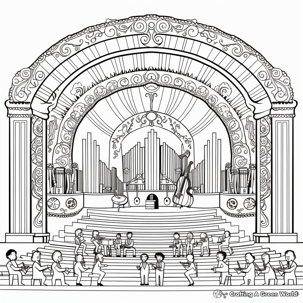 Intricate Concert Stage Coloring Pages for Adults 4