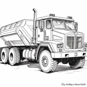 Intricate Construction Dump Truck Coloring Pages 1