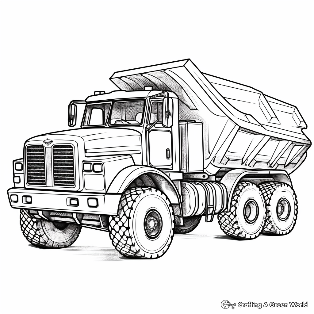 Intricate Construction Dump Truck Coloring Pages 2