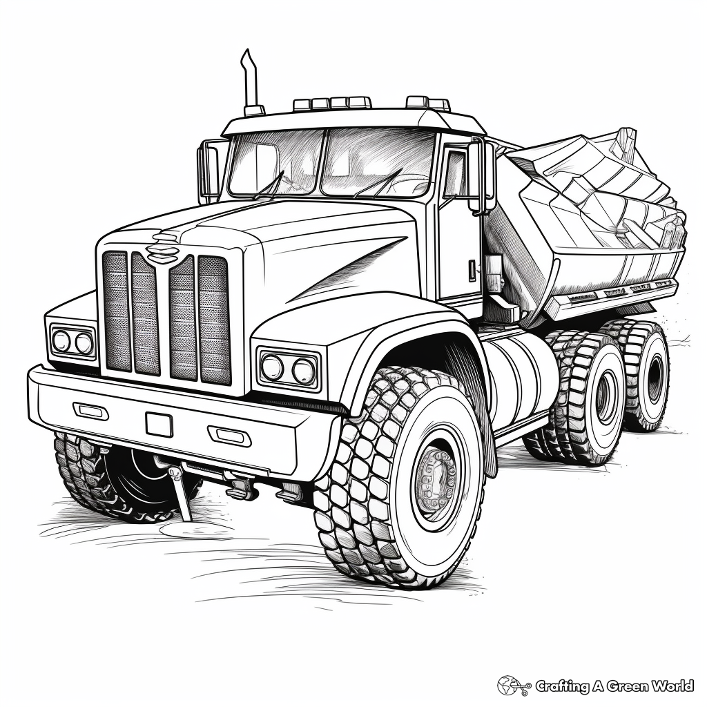 Intricate Construction Dump Truck Coloring Pages 3