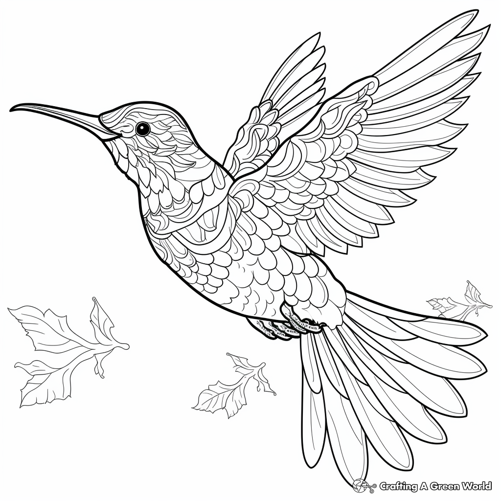 Intricate Costa's Hummingbird Coloring Pages for Adults 1
