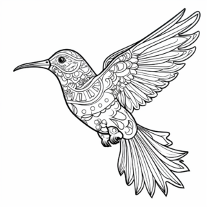 Intricate Costa's Hummingbird Coloring Pages for Adults 2