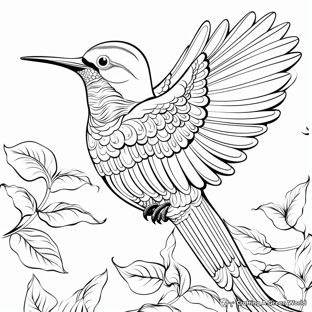 Intricate Costa's Hummingbird Coloring Pages for Adults 3