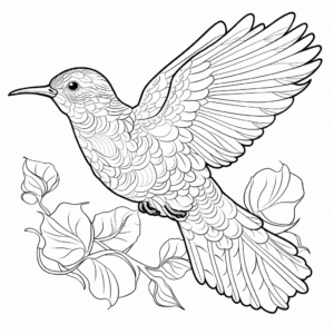 Intricate Costa's Hummingbird Coloring Pages for Adults 4