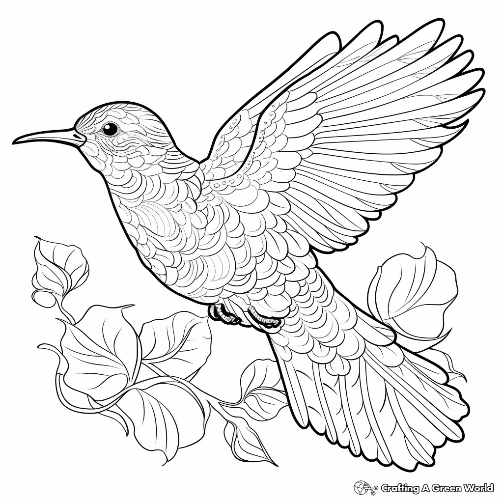Intricate Costa's Hummingbird Coloring Pages for Adults 4