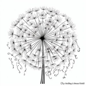 Intricate Dandelion Seed Dispersal Coloring Pages 3