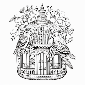 Intricate Design of Bird Cage Pages for Adults 1