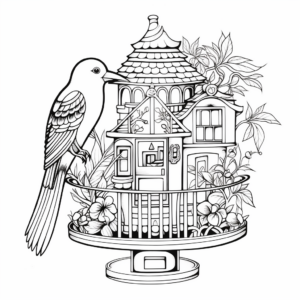 Intricate Design of Bird Cage Pages for Adults 2