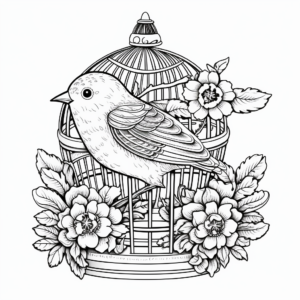 Intricate Design of Bird Cage Pages for Adults 3
