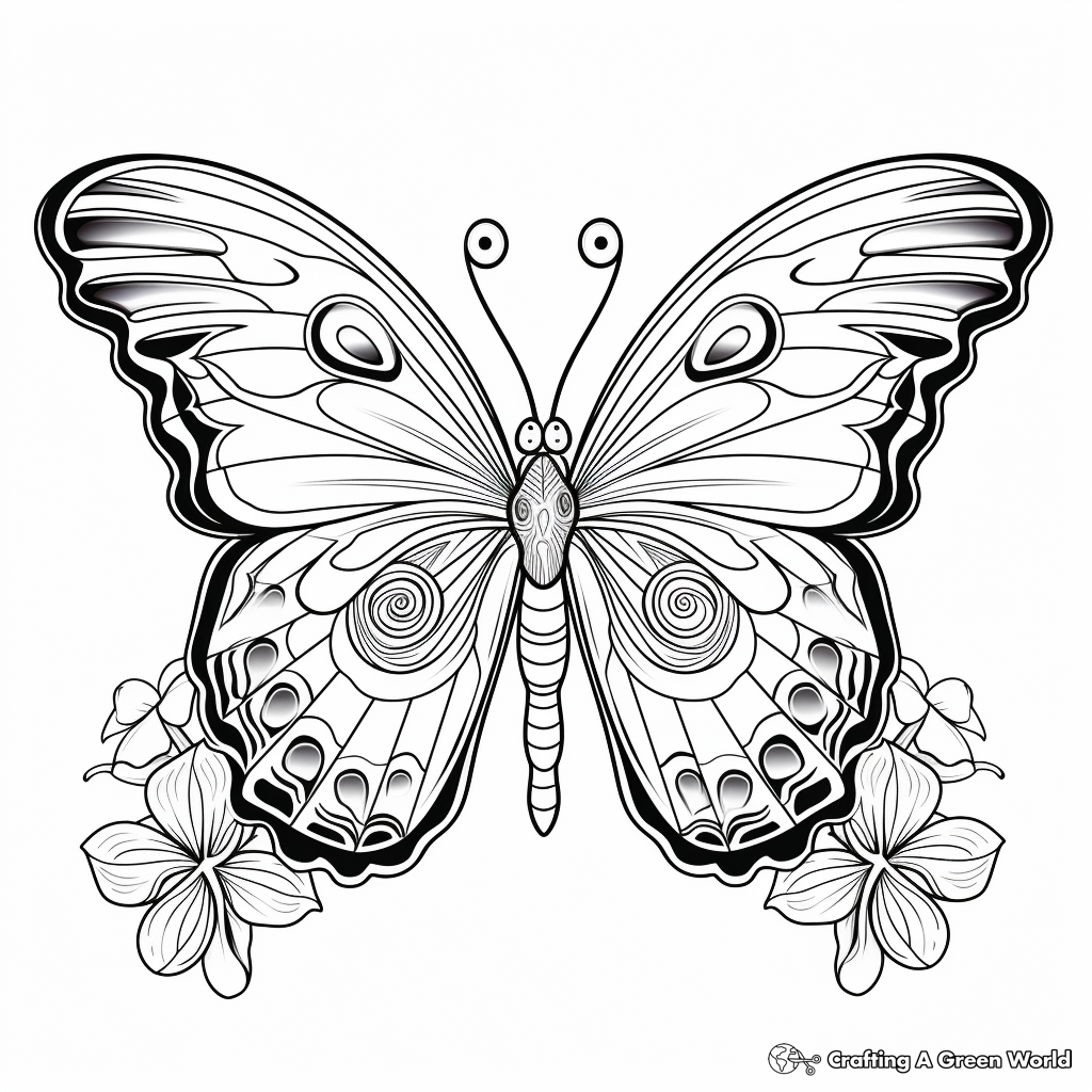 Intricate Designs of Buckeye Butterfly Coloring Pages 2