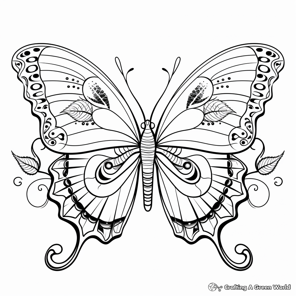 Intricate Designs of Buckeye Butterfly Coloring Pages 3