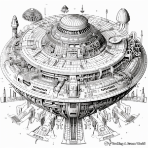 Intricate Detail: Complex Alien Spaceship Coloring Pages 2