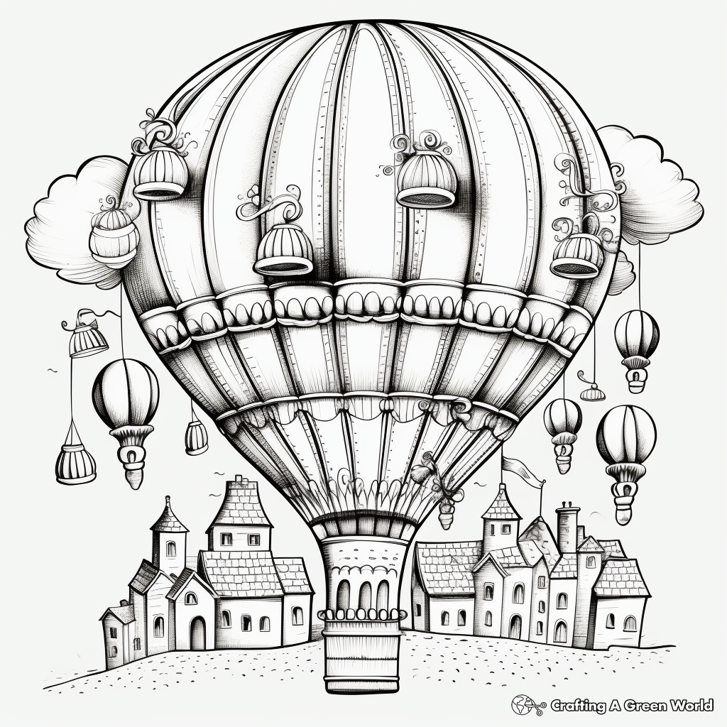 Intricate Detailed Balloon Coloring Pages for Adults 3