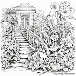 Intricate Detailed Botanical Garden Coloring Pages 2