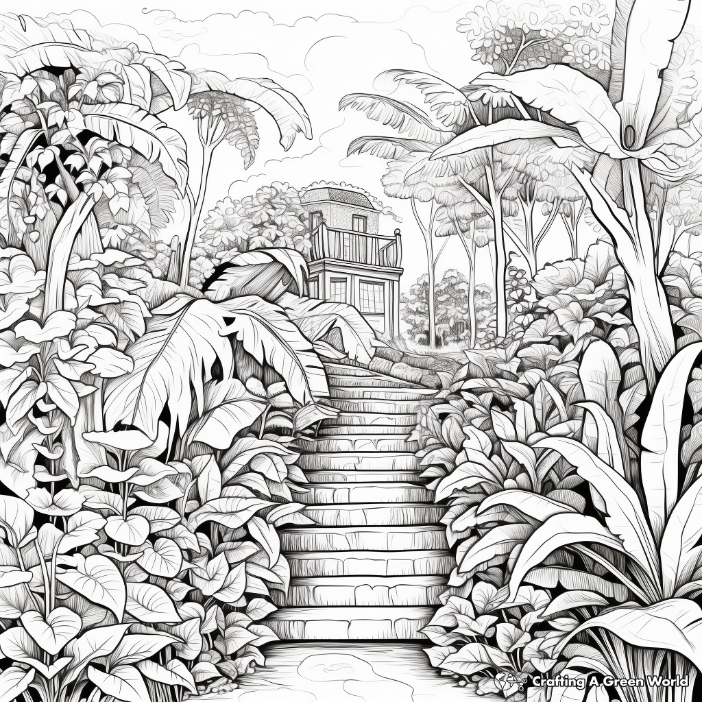 Intricate Detailed Botanical Garden Coloring Pages 3