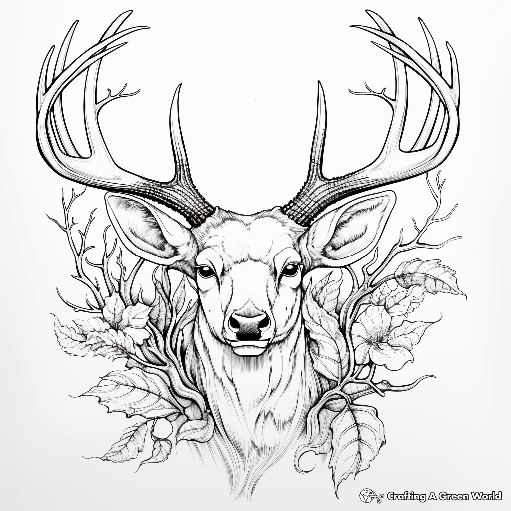 Intricate Detailed Deer Antler Coloring Pages 2