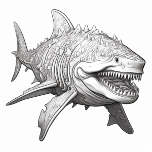 Intricate Detailed Megalodon Coloring Pages 3