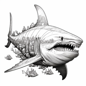 Intricate Detailed Megalodon Coloring Pages 4