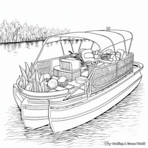 Intricate Detailed Pontoon Boat Coloring Pages for Adults 1