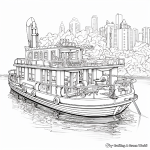 Intricate Detailed Pontoon Boat Coloring Pages for Adults 4
