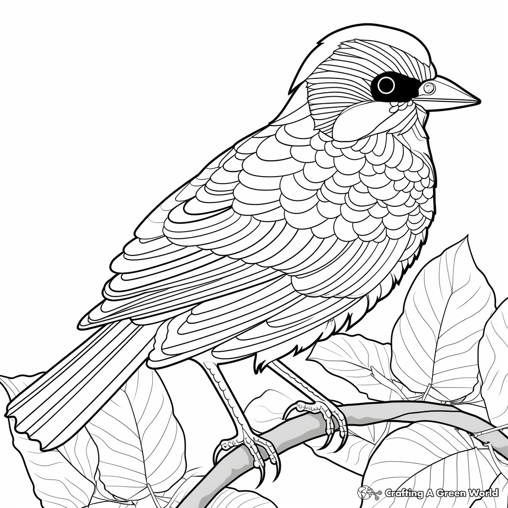 Intricate Details of Carolina Chickadee Coloring Pages 1