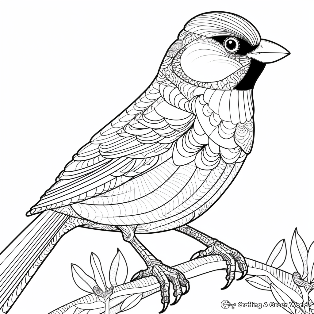 Intricate Details of Carolina Chickadee Coloring Pages 2