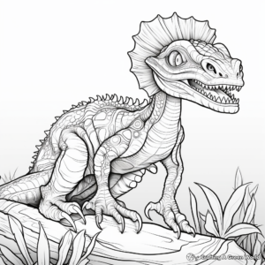 Intricate Dilophosaurus Coloring Sheets for Adults 1