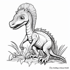 Intricate Dilophosaurus Coloring Sheets for Adults 4