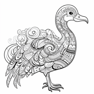 Intricate Dodo Bird in Nature Coloring Pages 4
