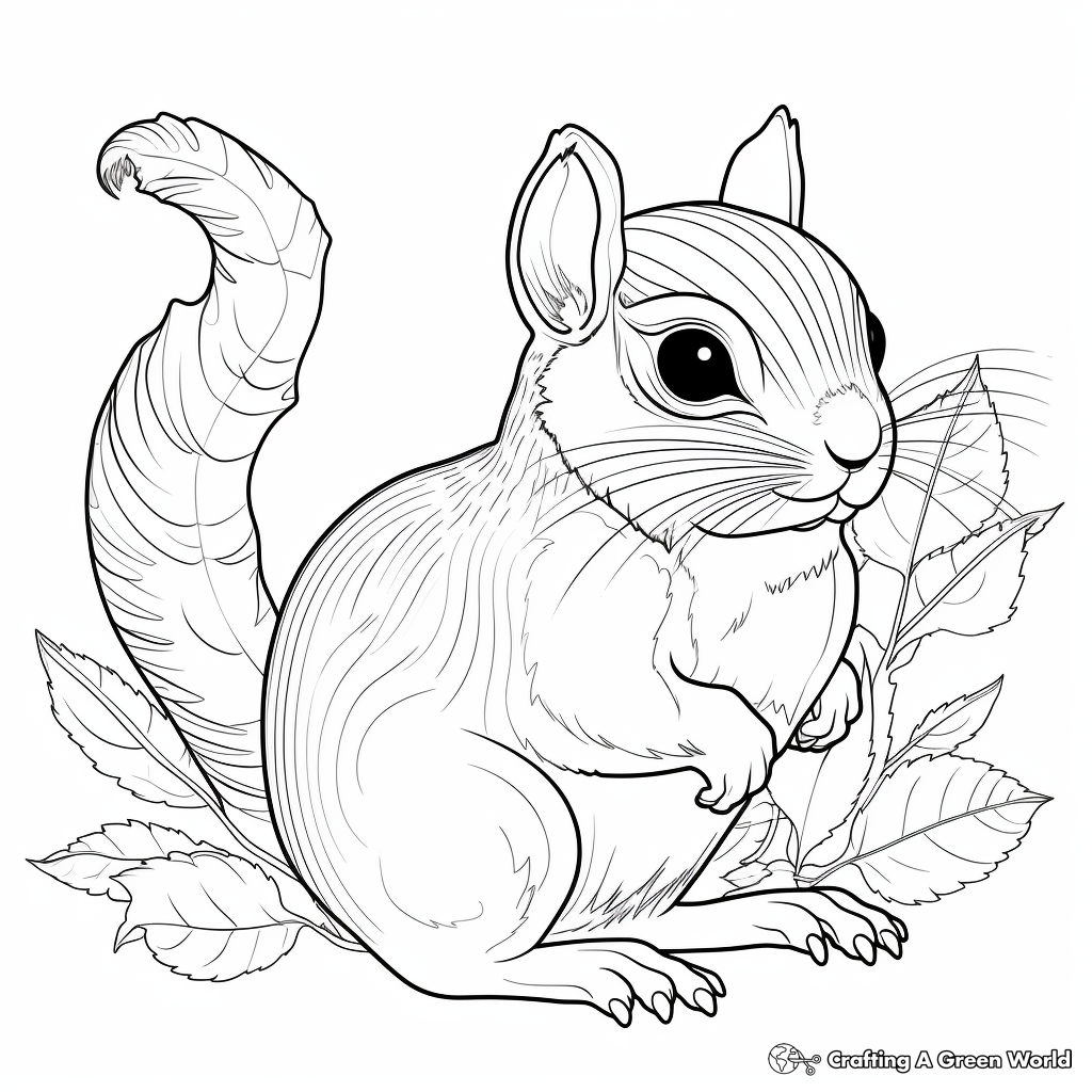 Intricate Eastern Chipmunk Coloring Sheets 3