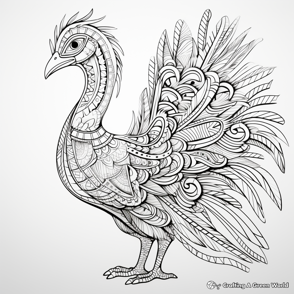 Intricate Feathered Velociraptor Coloring Pages 4