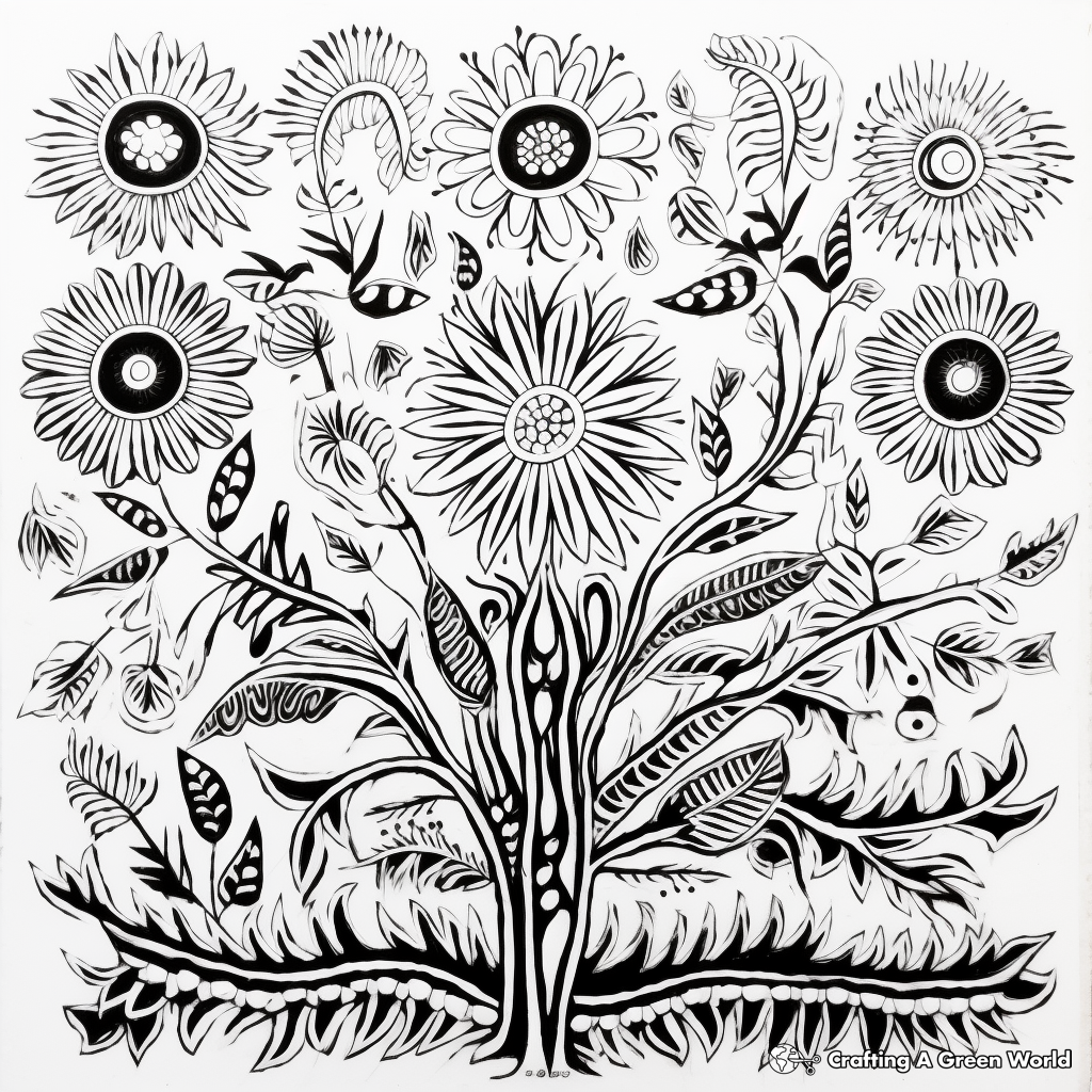 Intricate Floral Amate Bark Painting Coloring Pages 4