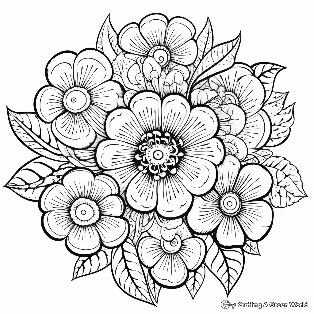 Intricate Floral Mandala Flower Coloring Pages 2