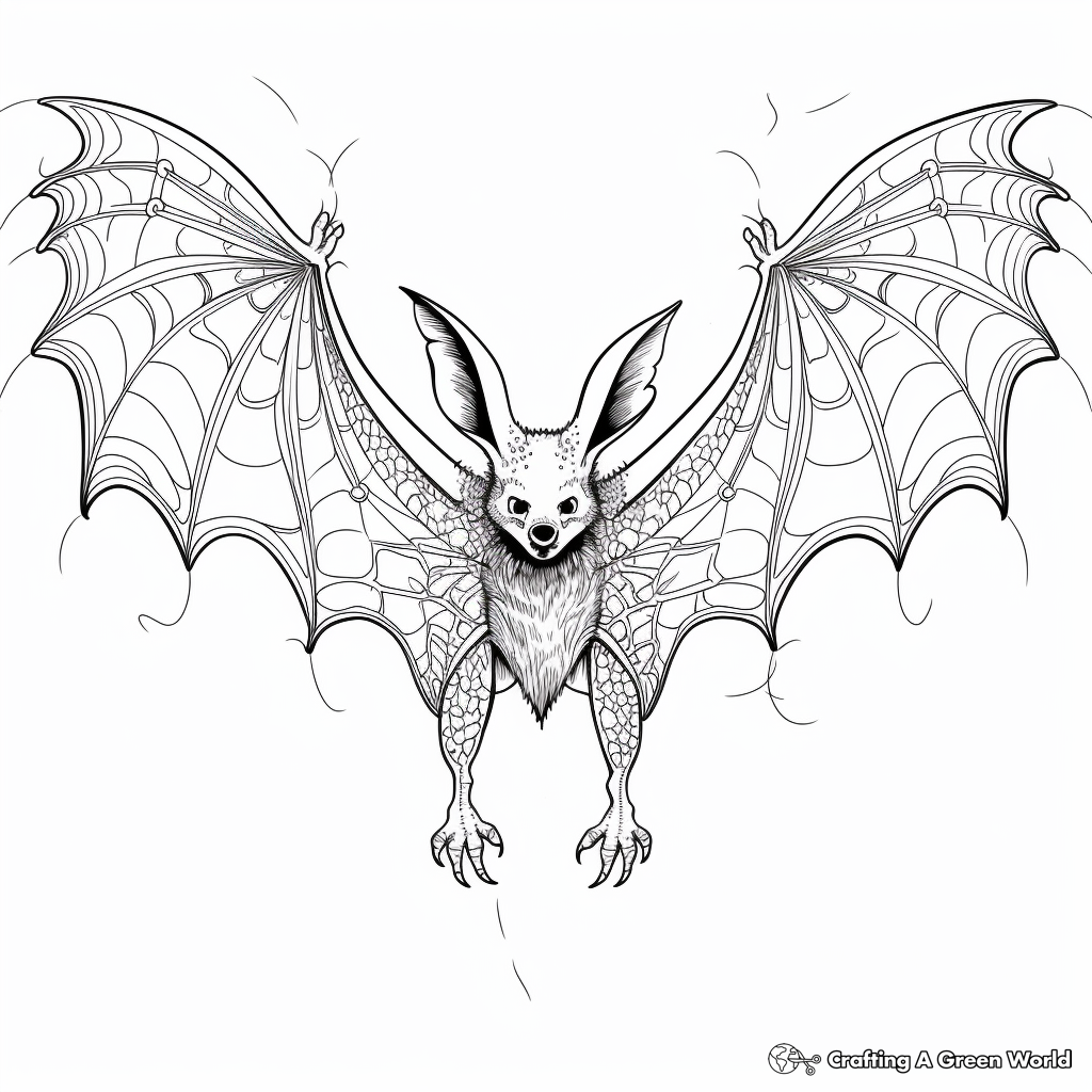 Intricate Flying Fox Bat Coloring Pages 2