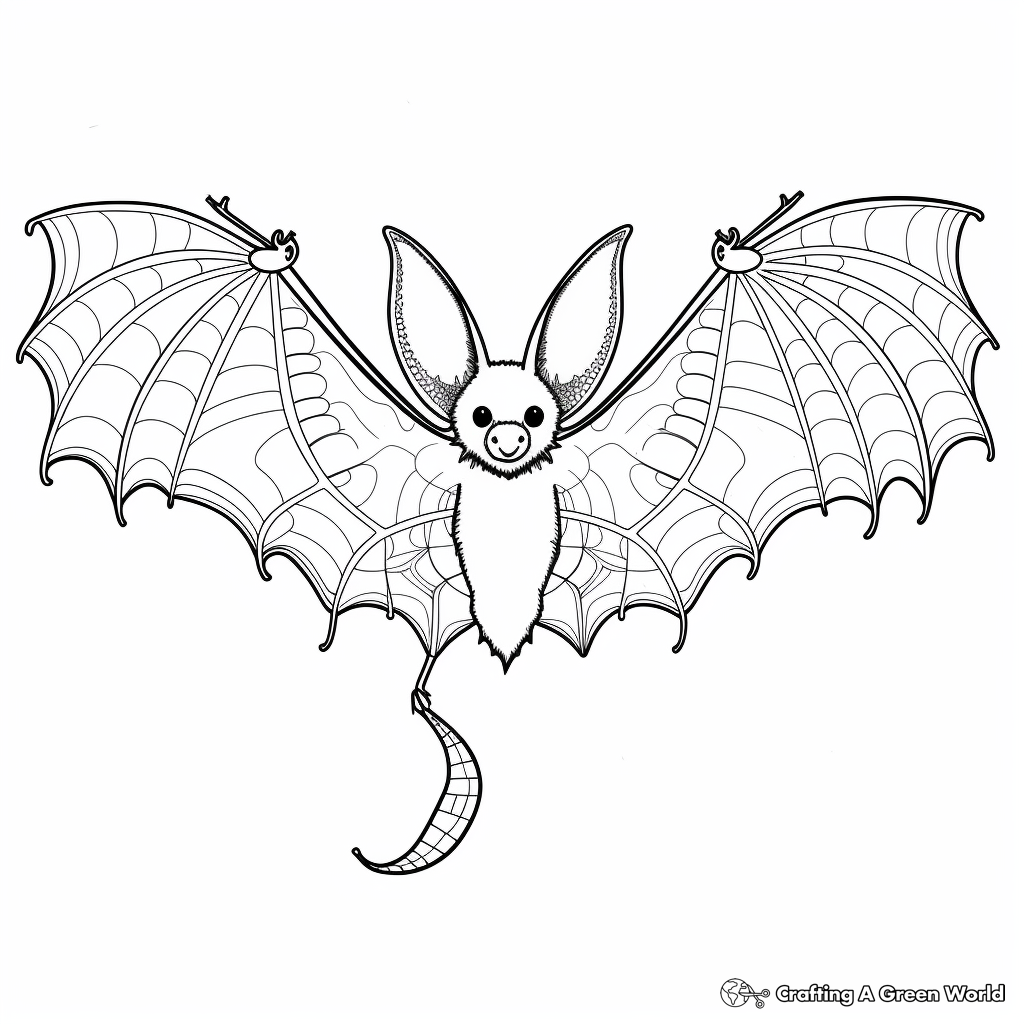 Intricate Flying Fox Bat Coloring Pages 4