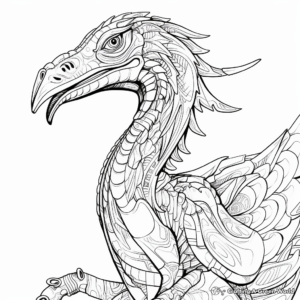 Intricate Fossilized Utahraptor Coloring Pages 3