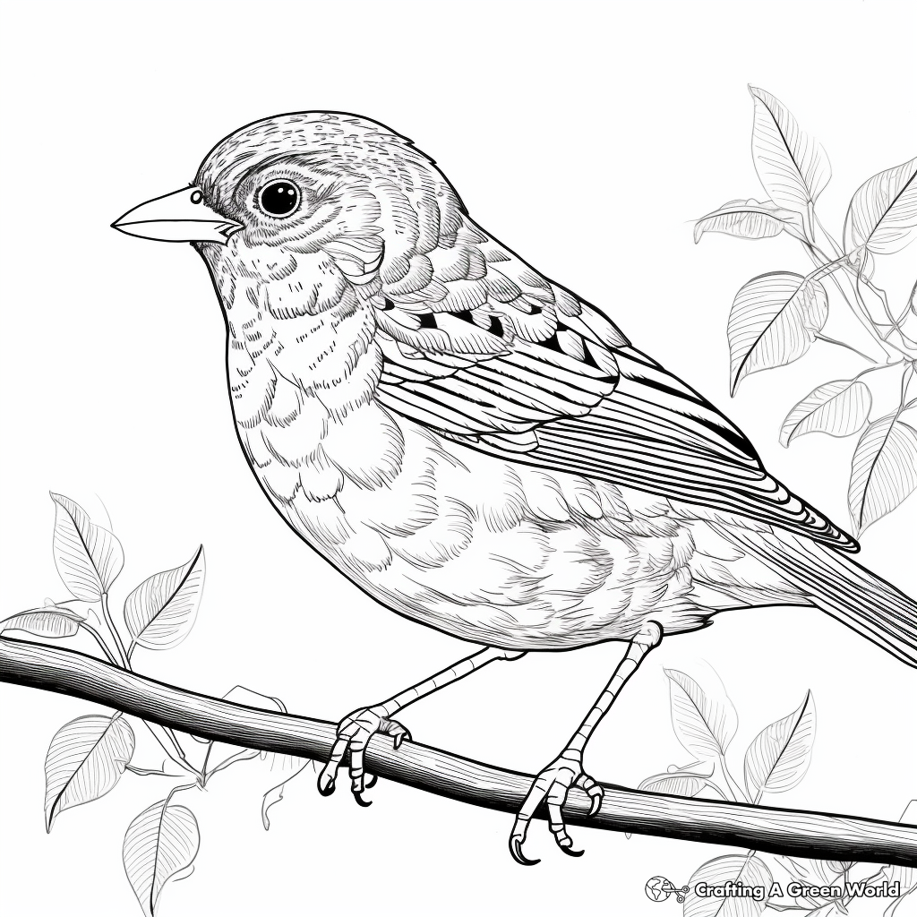 Intricate Fox Sparrow Coloring Pages for Adults 1