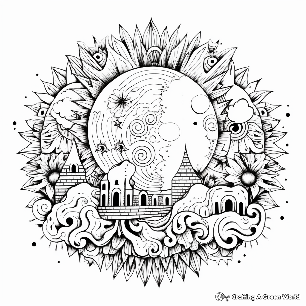 Intricate Full Moon Mandala Coloring Pages for Adults 1