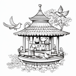 Intricate Gazebo Bird Feeder Coloring Pages 1