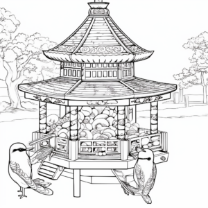 Intricate Gazebo Bird Feeder Coloring Pages 3