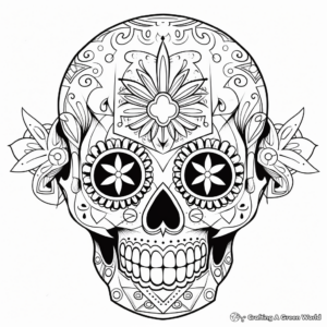 Intricate Geometric Sugar Skull Coloring Pages 1
